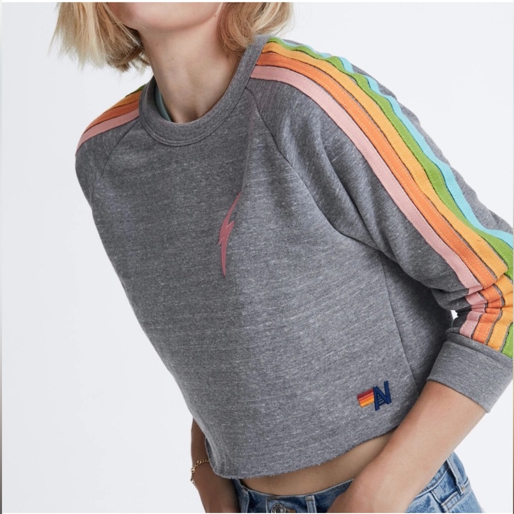 RARE Aviator Nation Pastel Cropped Sweatshirt